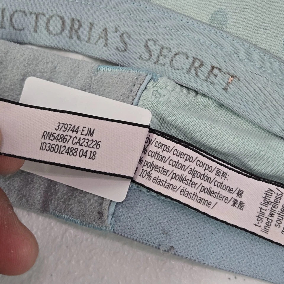 Victoria Secret Mujer Sujetador 36C Azul Lunares Inalámbrico Camiseta Ligeramente Forrada Foto 4 de 4