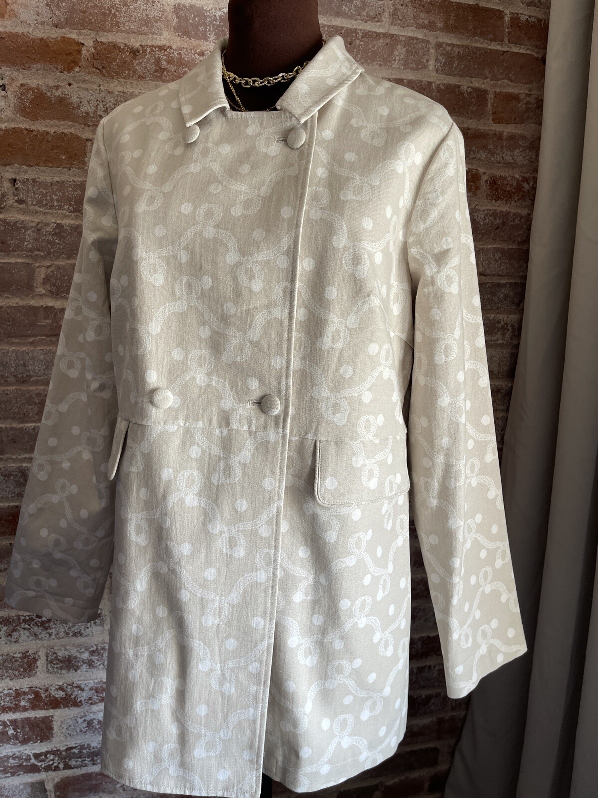 Liz Claiborne Women's Cotton Blazer Jacket Beige Long Sleeve Career