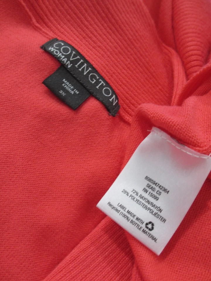 Cárdigan Suéter Covington Mujer 3X Abrigo Coral Brillante Chal Túnica Suéter Abrigo Foto 4 de 4