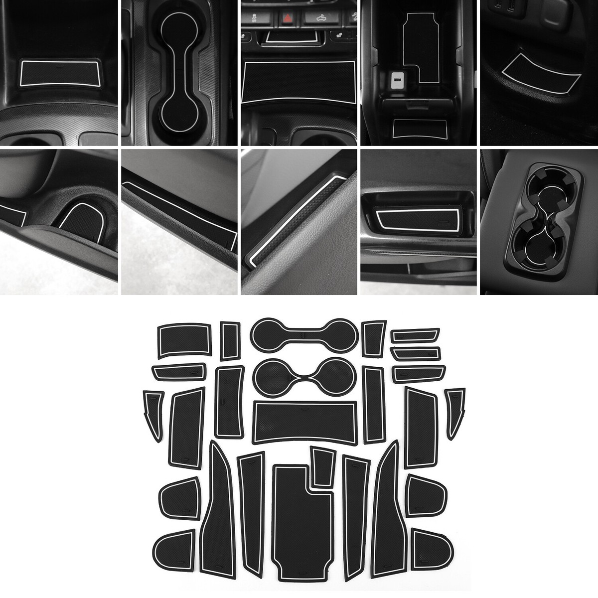 Cup Holder Inserts, Center Console Liner Mats For Chevy Colorado