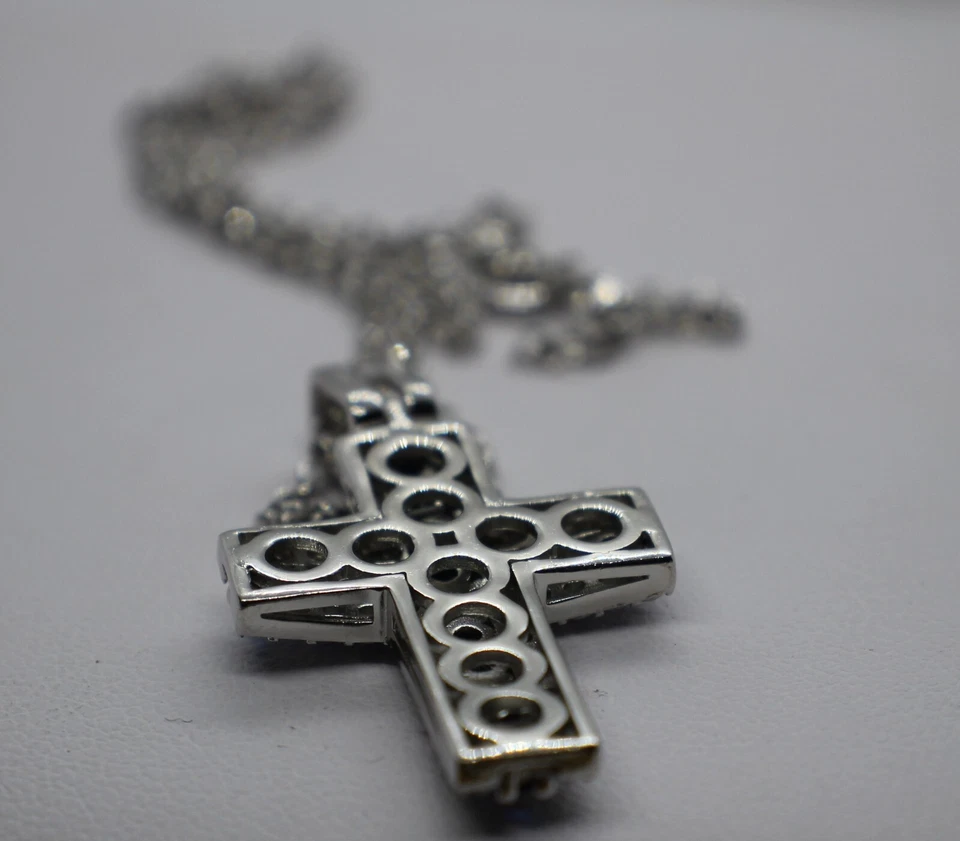 CROCE CIONDOLO ARGENTO ZIRCONI RUBINI E BIANCHI RODIATA MM 21X3 EXPLOIT - Immagine 3 di 4