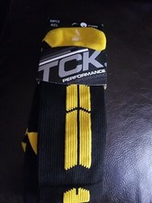 TCK Performance Sports Baseline 3.0 Athletic Crew Socks Black  Yellow Medium