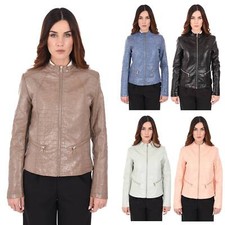 Giubbotto Donna Eco Pelle Slim Chiodo Martellato Leggero Giacca Biker Moto