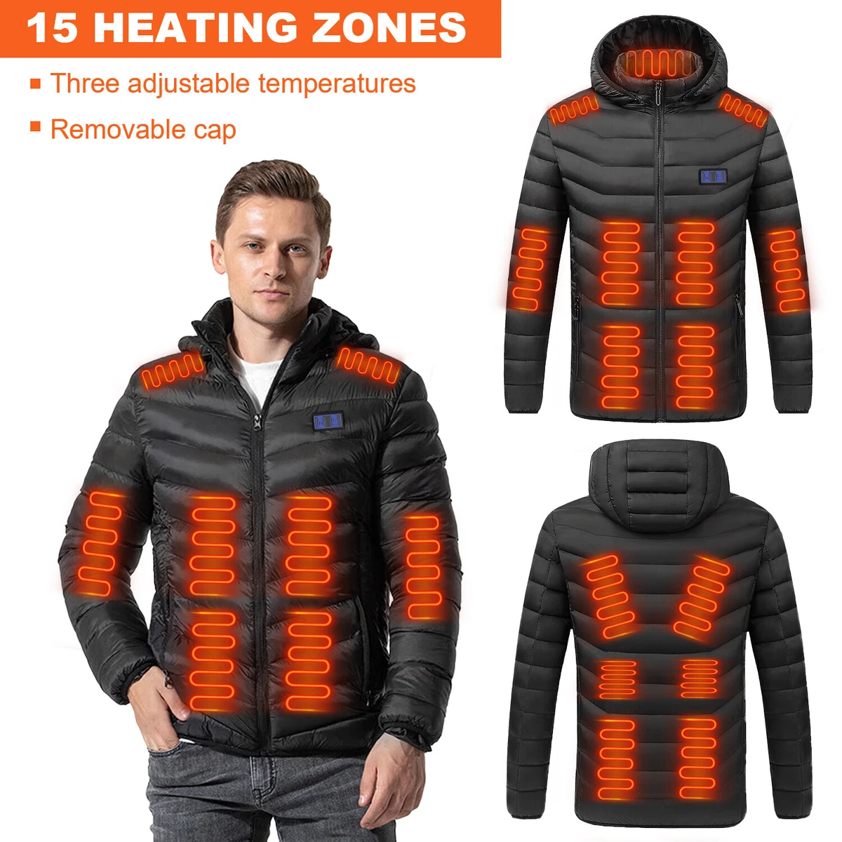 Mens Casual Coats- Plus Heated Vest for Unisex Dual Control 11 Heating Vest  Heated Jacket Winter Heating Vest Black XXXL 