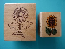 SUNFLOWERS Set of (2) Small Rubber Stamps PENNY BLACK, GRAPHIC