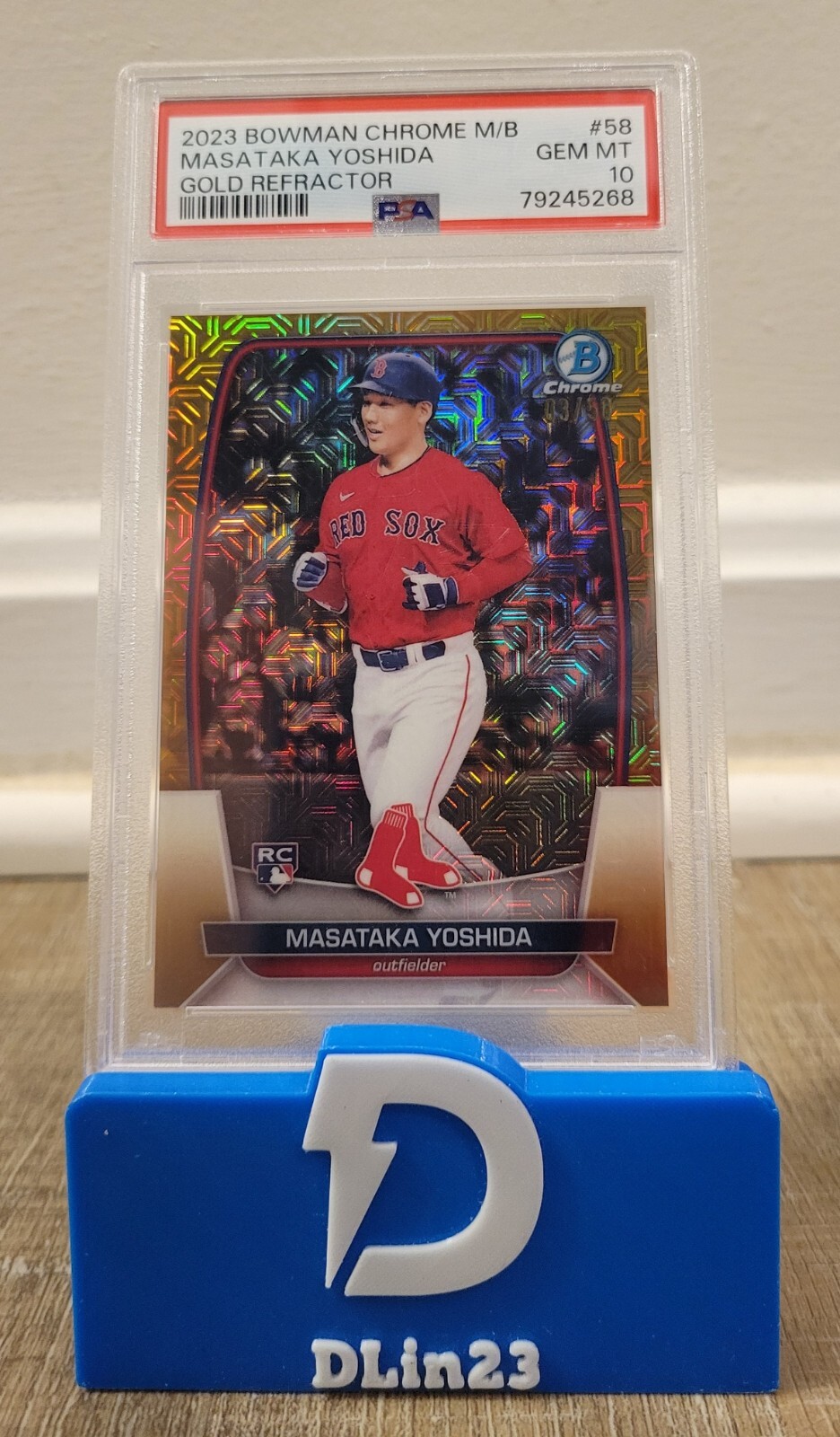 2023 BOWMAN CHROME MEGA BOX MASATAKA YOSHIDA GOLD REFRACTOR RC #/50 #58 PSA 10