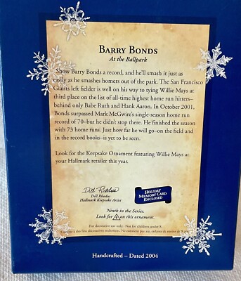 Hallmark Keepsake Barry Bonds At The Ballpark 2004 Collectors
