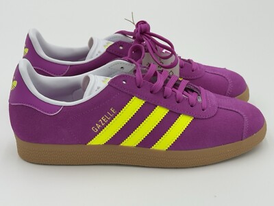 adidas Gazelle Shoes - Women's - Purple Burst / Solar Yellow / Off White - 7