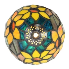 Copper Grove 11.5" Tiffany Style Stained Glass Sunflower Table Lamp Light