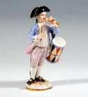 Meissen Porcelain Figurine Gardener Child With Flute & Drum, Model 23 (c.1860)