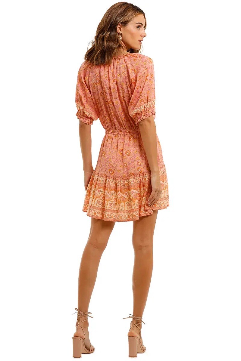 SPELL & THE GYPSY Sundown Play Dress Womens XS Floral Puff Sleeves Boho Summer image 3
