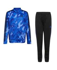 adidas Big Boys Kids Blue/Black Camo Tricot Track 2-Piece Set AG6481Y Sz M/L