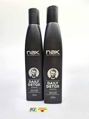 2x Nak Daily Detox Hair & Scalp  Beard & Body Shampoo Wash 250ml G233