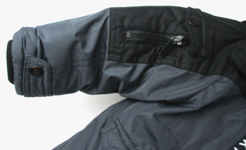 DKNY Cappotto Invernale Cappuccio Isolato Ecopelliccia Logo Doppia Chiusura Grigio Nero Taglia 2T - Foto 9 di 18
