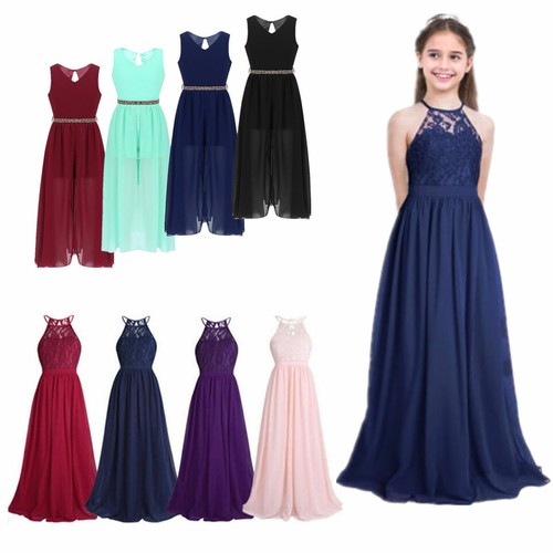 Kids Girls Shiny Long Dress Princess 