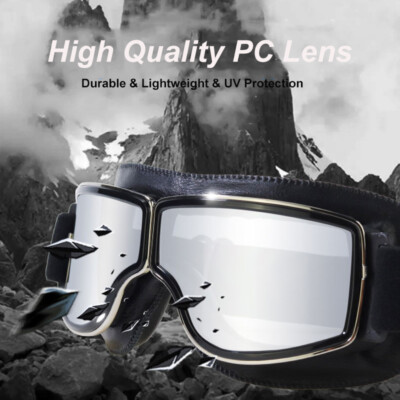 Cruiser Scooter Eyewear Vintage Motorcycle Goggles - Aviator Pilot Style Leather Cruiser Goggles With UV Protection Dirt Bike Glasses - Foto 2