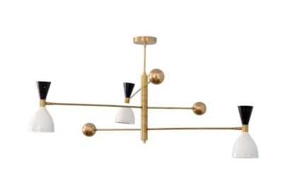 Mid Century Modern Raw Brass Sputnik chandelier light 3 arms Diabolo Chandelier