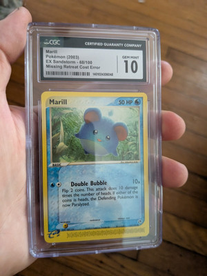 POP 18) CGC 10 GEM MINT Marill 68/100 ERROR EX Sandstorm 2003