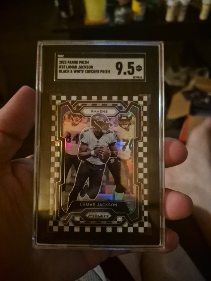 2023 Panini Prizm - Lamar Jackson #18 Black & White Checker Prizm