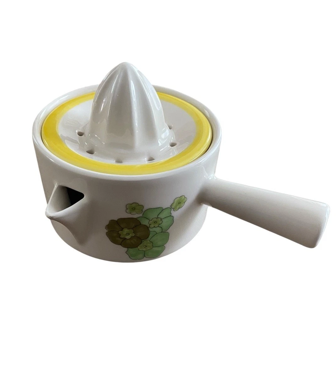 Vintage MCM Italian Hand Painted Juicer Floral Lemon Citrus Reamer Squeezer