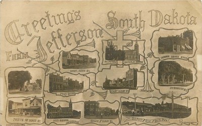 1910 Multiple views inc Depot, Jefferson, South Dakota Real Photo Postcard/RPPC