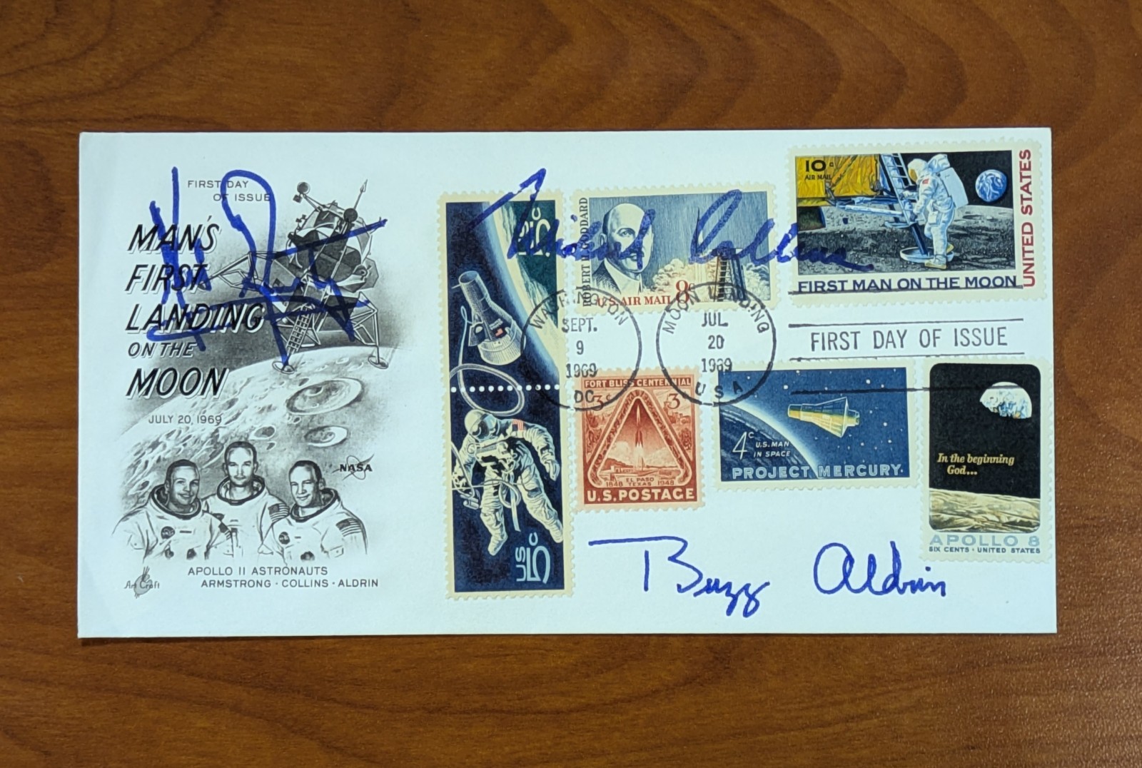 Nasa Apollo 11 First Day Cover Moon Landing Neil Armstrong Crew Signed Autopen