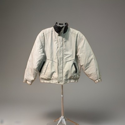 Vintage McGregor Men's Padded Bomber Jacket Beige Grey Size M Colorblock Trim