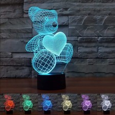 Lámpara Coolzon 3D LED Illusion Lámpara de mesita de noche Lámparas de carga USB