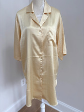 Christian Dior Lingerie Night Shirt Women  s Large PJ Boyfriend Style Vtg- Yellow