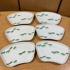 Y1224 Arita ware≪Shin kiln Aoka plate 6 pieces≫ bamboofanshaped plate plate