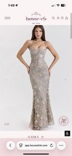 House of CB Naima Silver Embellished Beaded Corset Maxi Dress