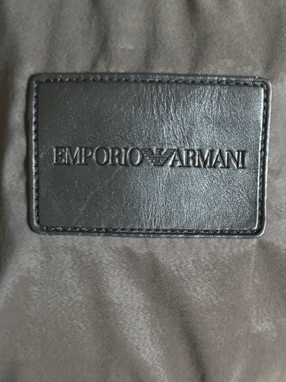 EMPORIO ARMANI Brown Lambskin Leather Puffer Jacket Hooded Full Zip Hooded 54 Xl image 6