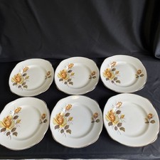 Vintage Duchess Yellow Rose Set Of 6 Tea Plates 15.5cms - Ex Condition