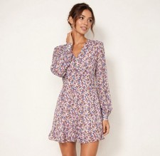 The East Order Sophie Peach Floral Mini Size XS Dress Long Sleeve Sheer Feminine