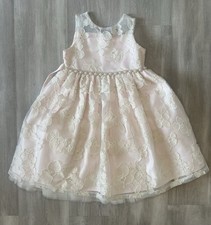 American Princess Girls Formal Dress Size 6 Pink Ivory Lace Satin Tulle