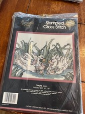 GOLDEN BEE "SWANS" STAMPED CROSS STITCH KIT 10 X 18"