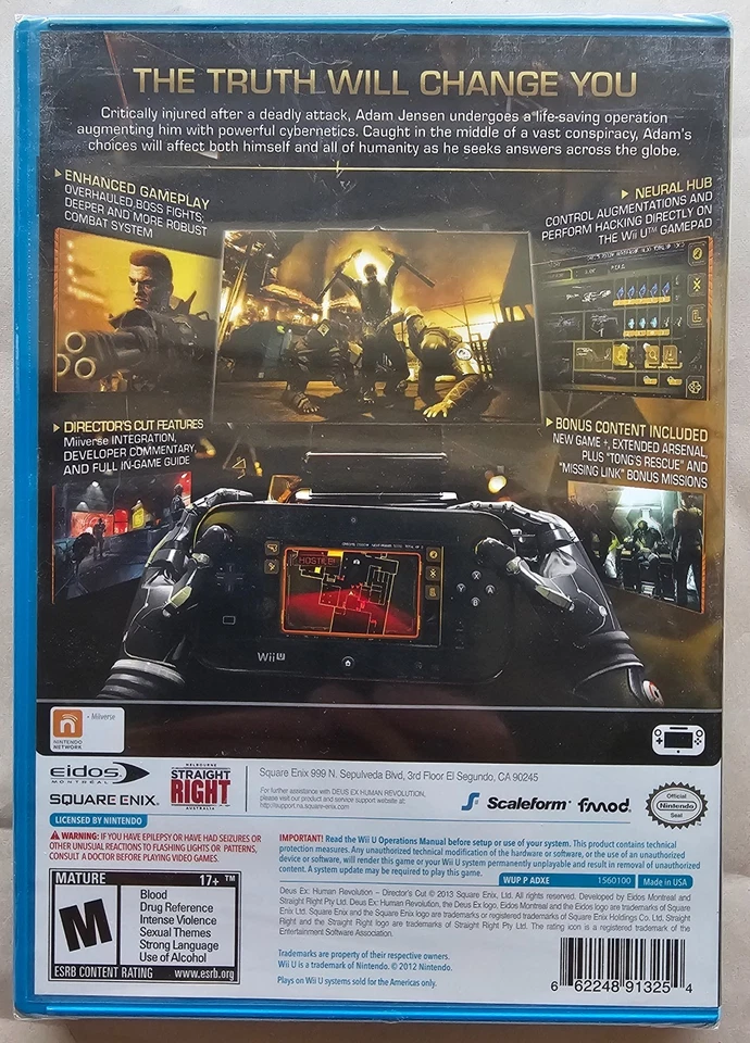 Deus Ex: Human Revolution Director's Cut (Nintendo Wii U, 2013) NIB Sealed - Image 3 of 4