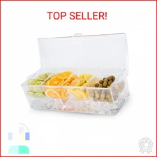 Cocktailor 4 Tray Chilled Bar Top Food & Garnish Station with Lid - Condiment Di