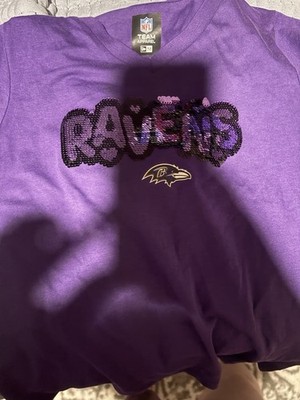 NFL Team Apparel Baltimore Ravens Sequin Shirt Purple/Black Girls 7/8 NFL