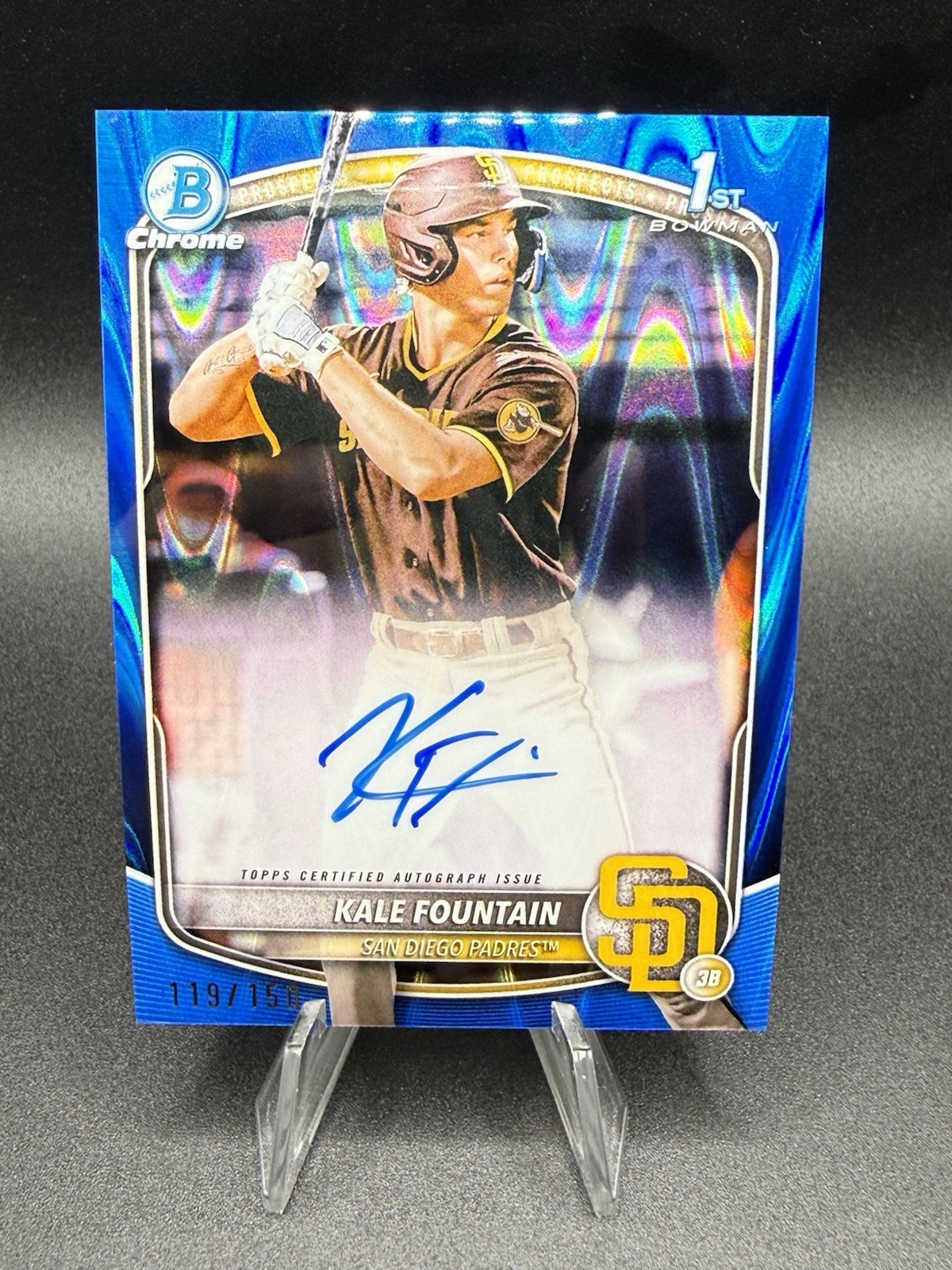 2025 Bowman Chrome Kale Fountain Auto Blue RayWave Refractor 1st #/150