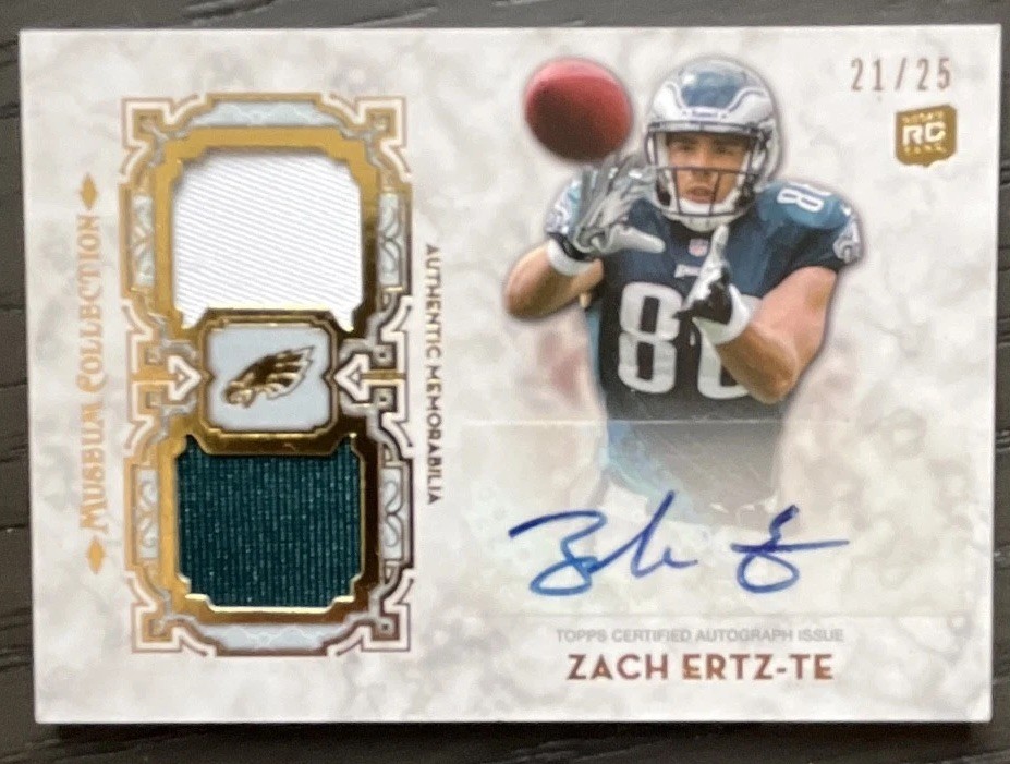 Zach Ertz Topps Museum Collection Signature Swatches Dual Relic Autograph #ZE Gold