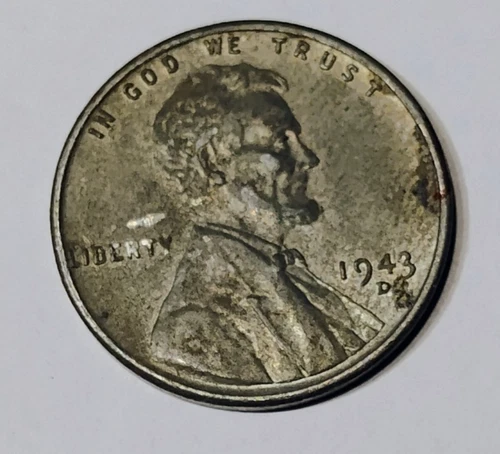 1943 D Steel Penny, Lincoln Wheat, Fine Condition