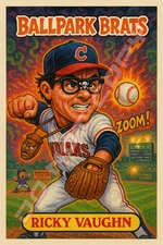 Charlie Sheen as " Ricky Vaughn " b BALLPARK BRATS Parody Art Card Major League