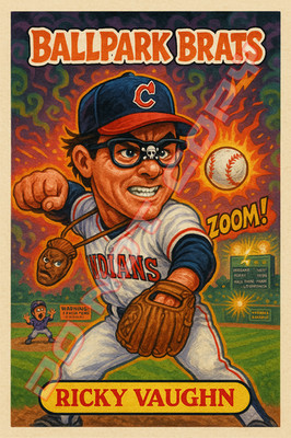 Charlie Sheen as '' Ricky Vaughn '' b BALLPARK BRATS Parody Art Card Major League