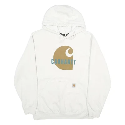 CARHARTT Homme Sweat À Capuche Blanc Coton Mélangé À Enfiler Taille L - Photo 1/4