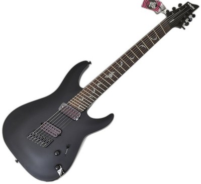 Schecter Damien-7 Multiscale guitar in Satin Black