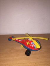 Kyoei Vintage 5.5" Friction FIRE DEPT. Helicopter Tin Litho Made in Japan