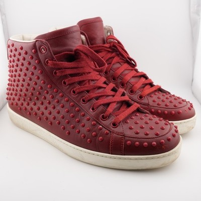 * Gucci Brooklyn GG Supreme Top High Studded Red Leather Sneaker Men 9