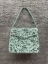 Edie Parker Dalmation Print Real Calf Hair Leather Hand Bag Green