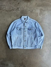 Vintage Lee Riders Denim Jacket Mens M Blue Trucker PATD 153438 Distressed Vtg